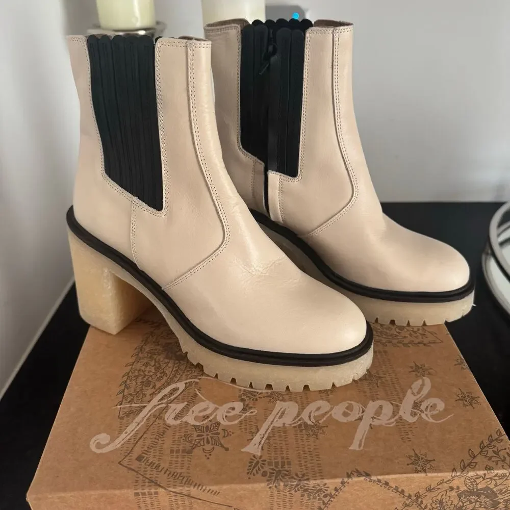 Free People Leather James Chelsea Boot in White